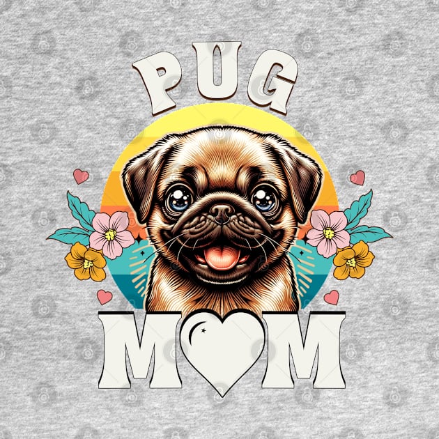 World's Best Pug Mom Retro Sunset Dog Lover by JJDezigns